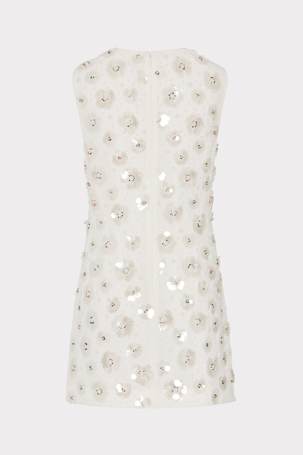 Ivette Fleur Paillette Shift Mini Dress - White
