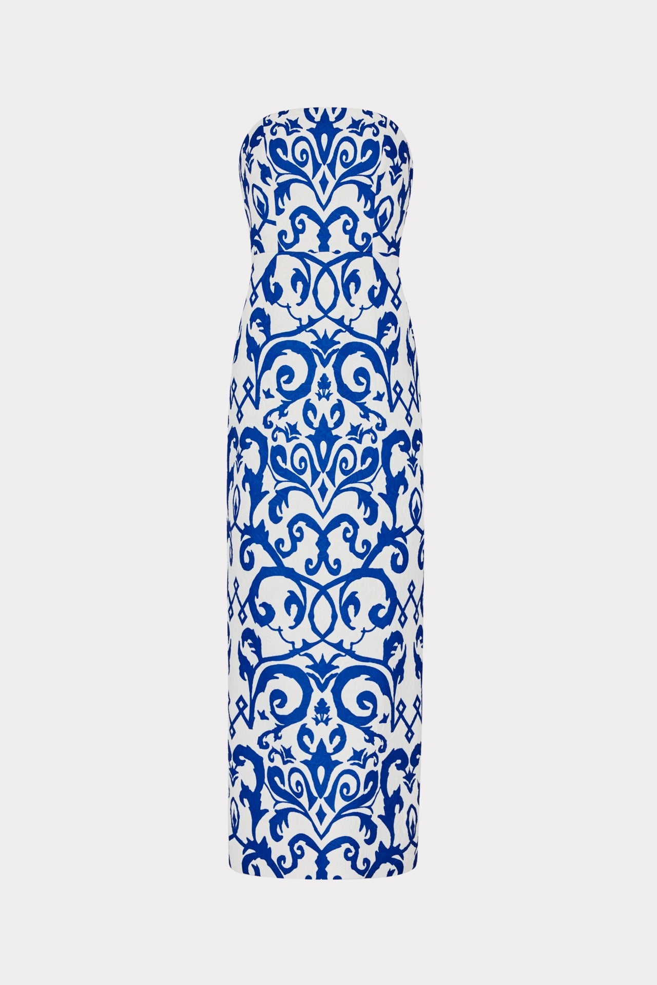 Orion Scroll Embroidery Dress - Blue/White