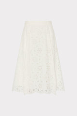 Noella Floral Eyelet Skirt - White