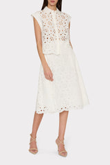 Noella Floral Eyelet Skirt - White