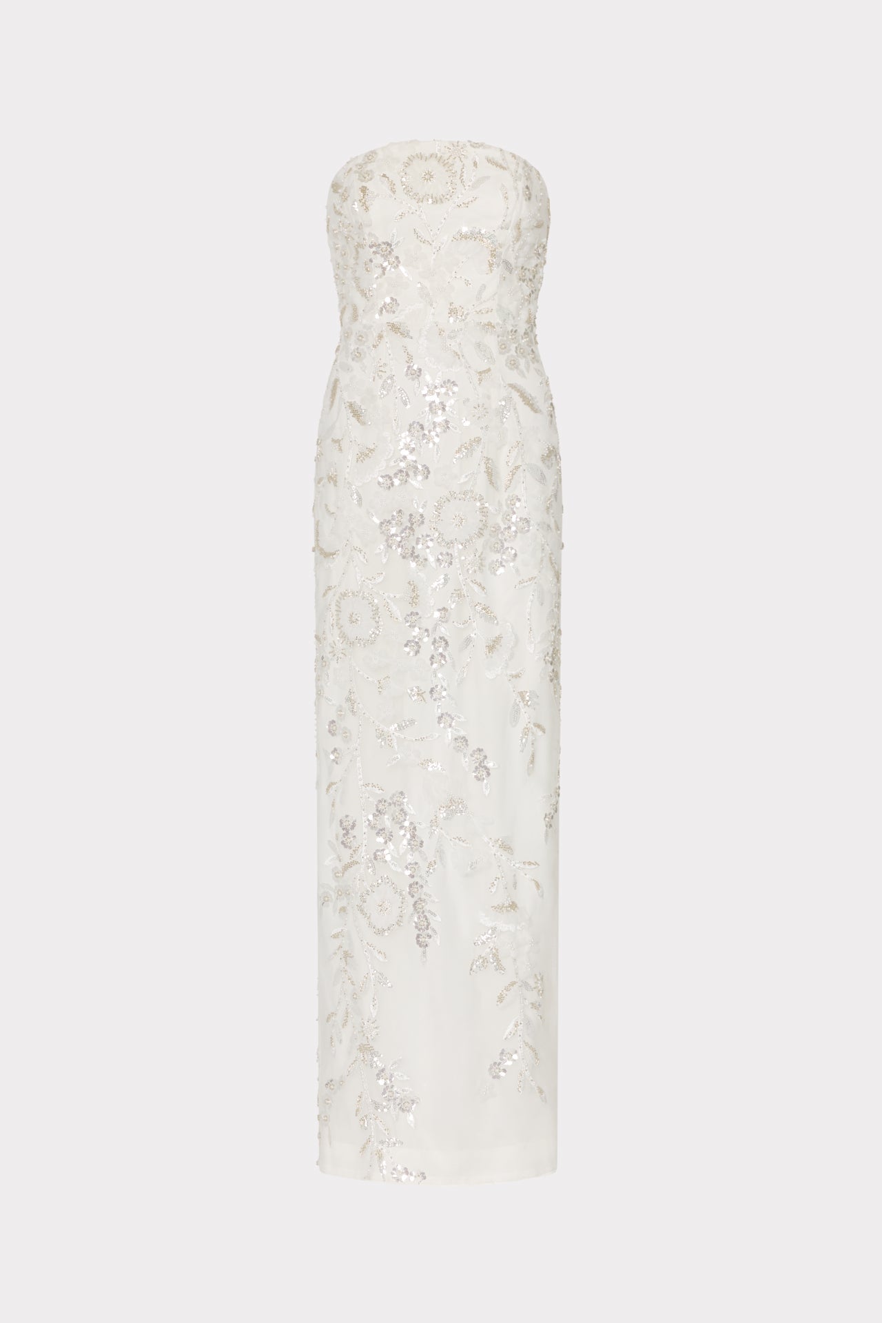 Magnolia Beaded Dream Sequin Maxi Dress - White/Silver