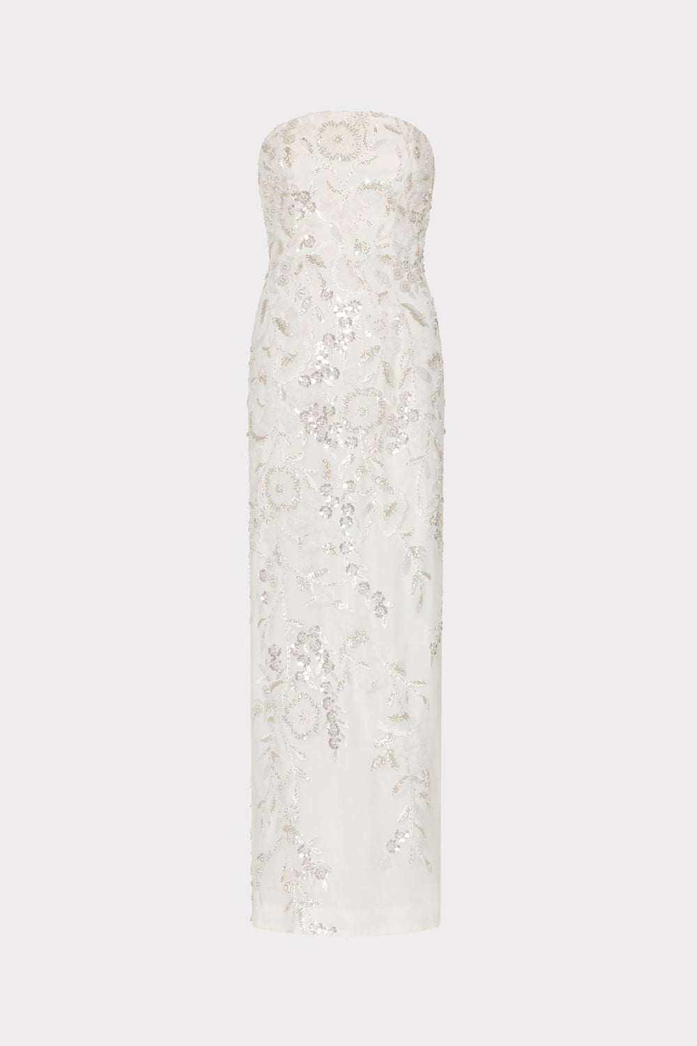 Magnolia Beaded Dream Sequin Maxi Dress - White/Silver