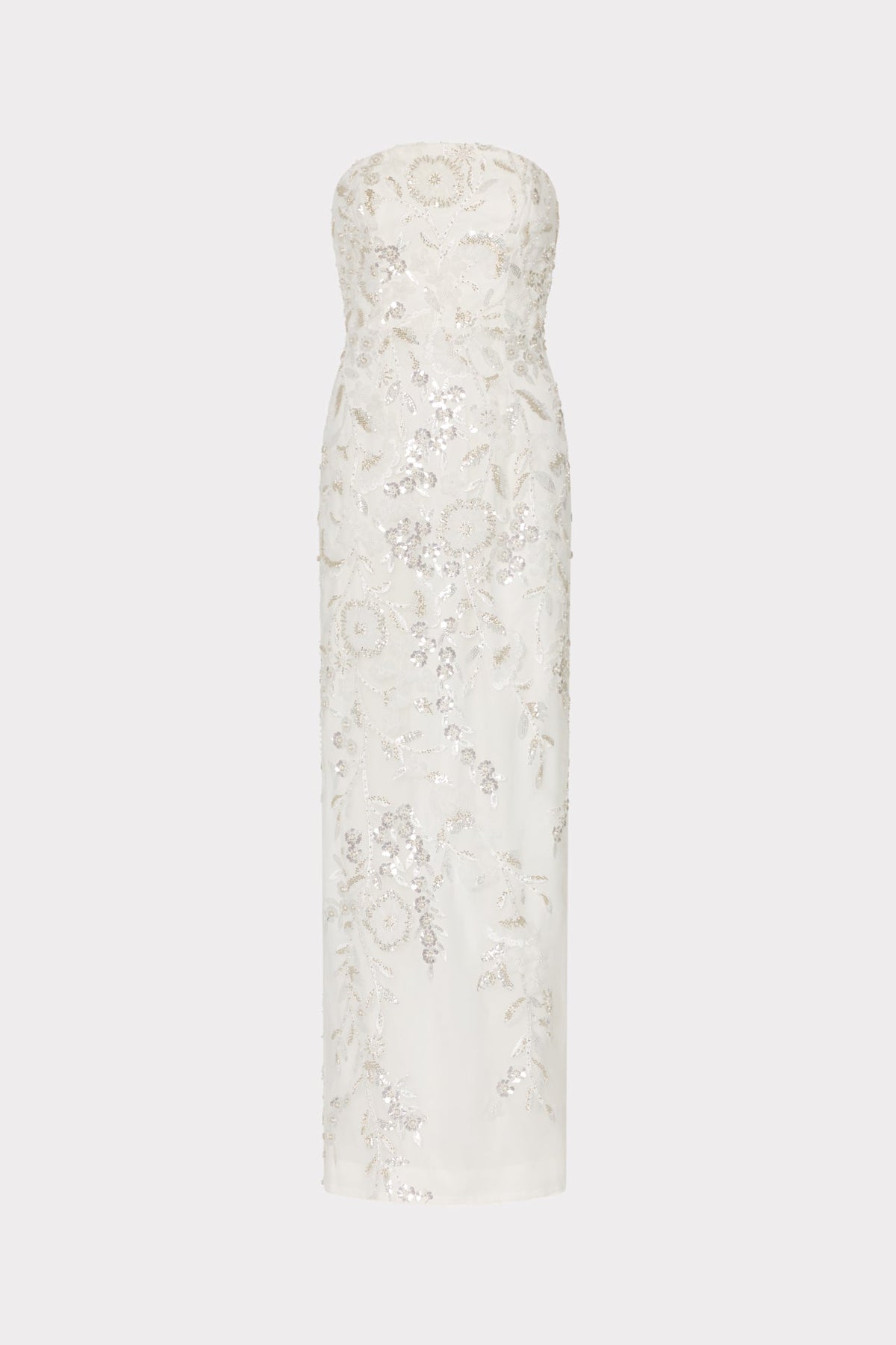 Magnolia Beaded Dream Sequin Maxi Dress - White/Silver