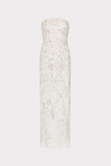 Magnolia Beaded Dream Sequin Maxi Dress - White/Silver