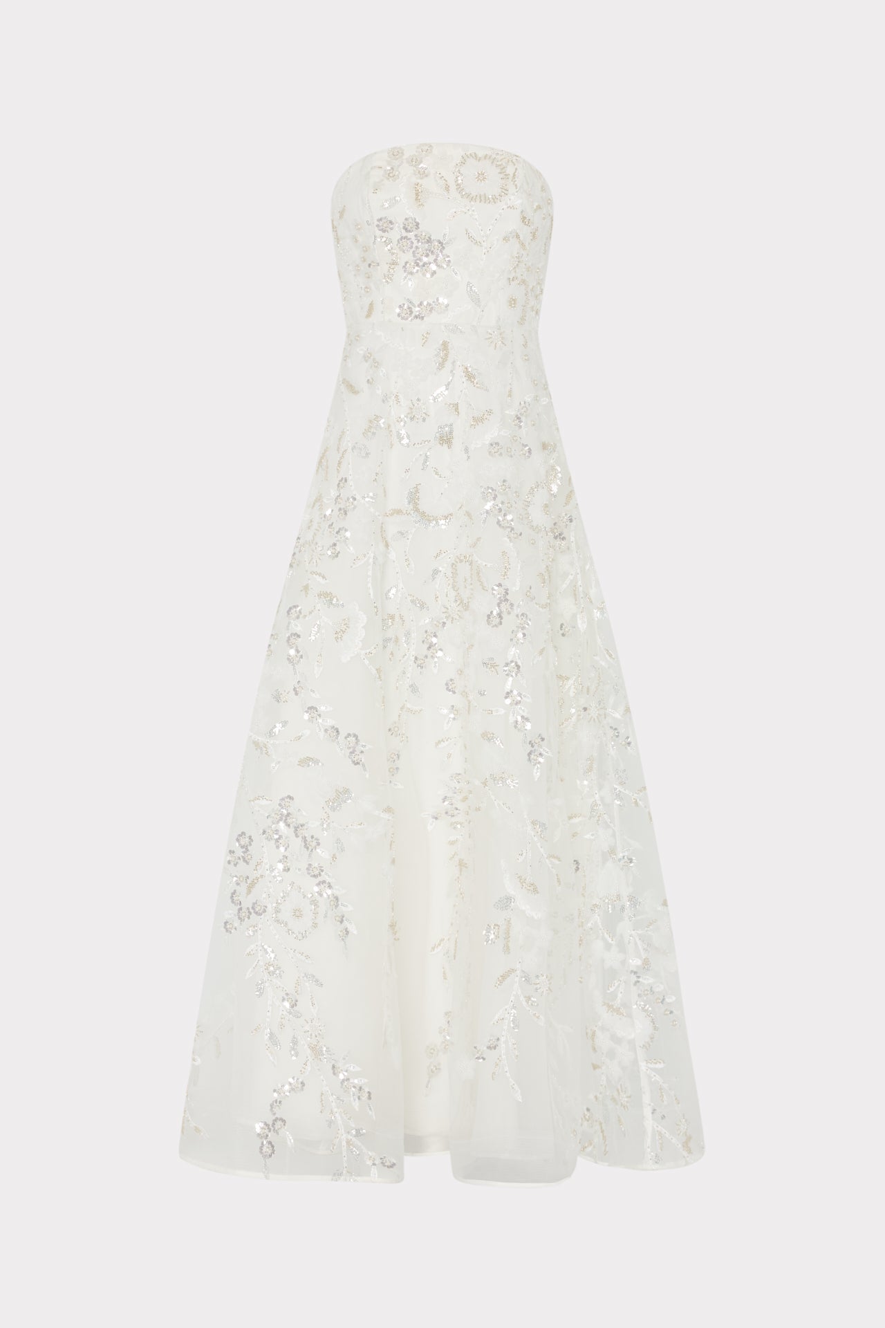 Petunia Beaded Dream Sequins Gown - White/Silver