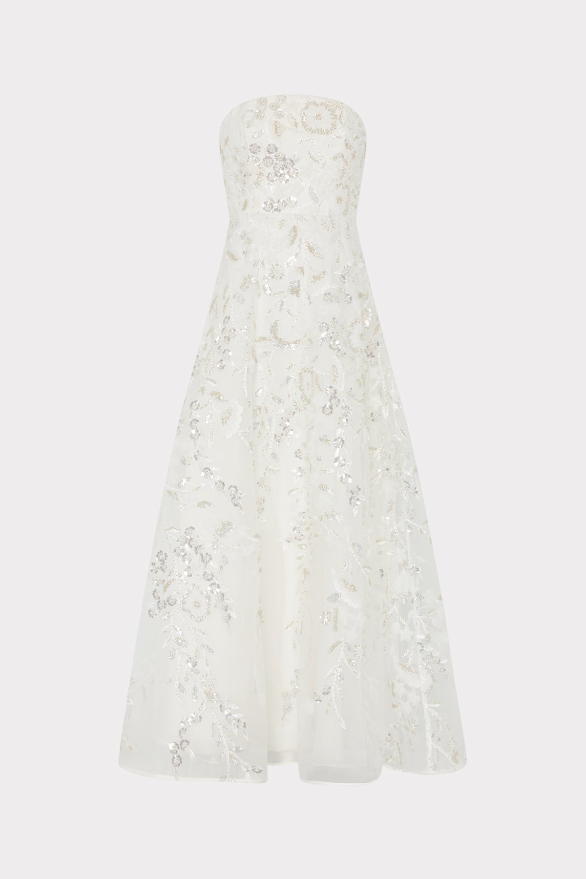 Petunia Beaded Dream Sequins Gown - White/Silver