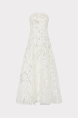 Petunia Beaded Dream Sequins Gown - White/Silver