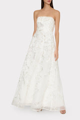 Petunia Beaded Dream Sequins Gown - White/Silver