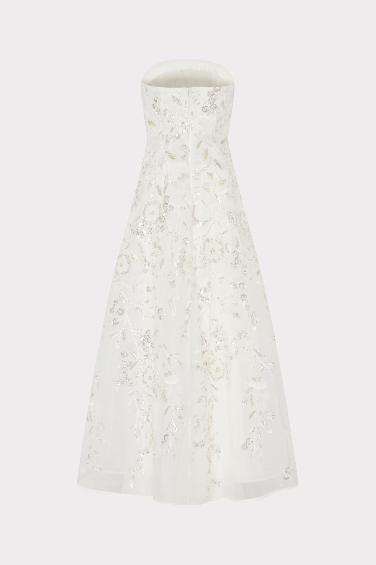 Petunia Beaded Dream Sequins Gown - White/Silver