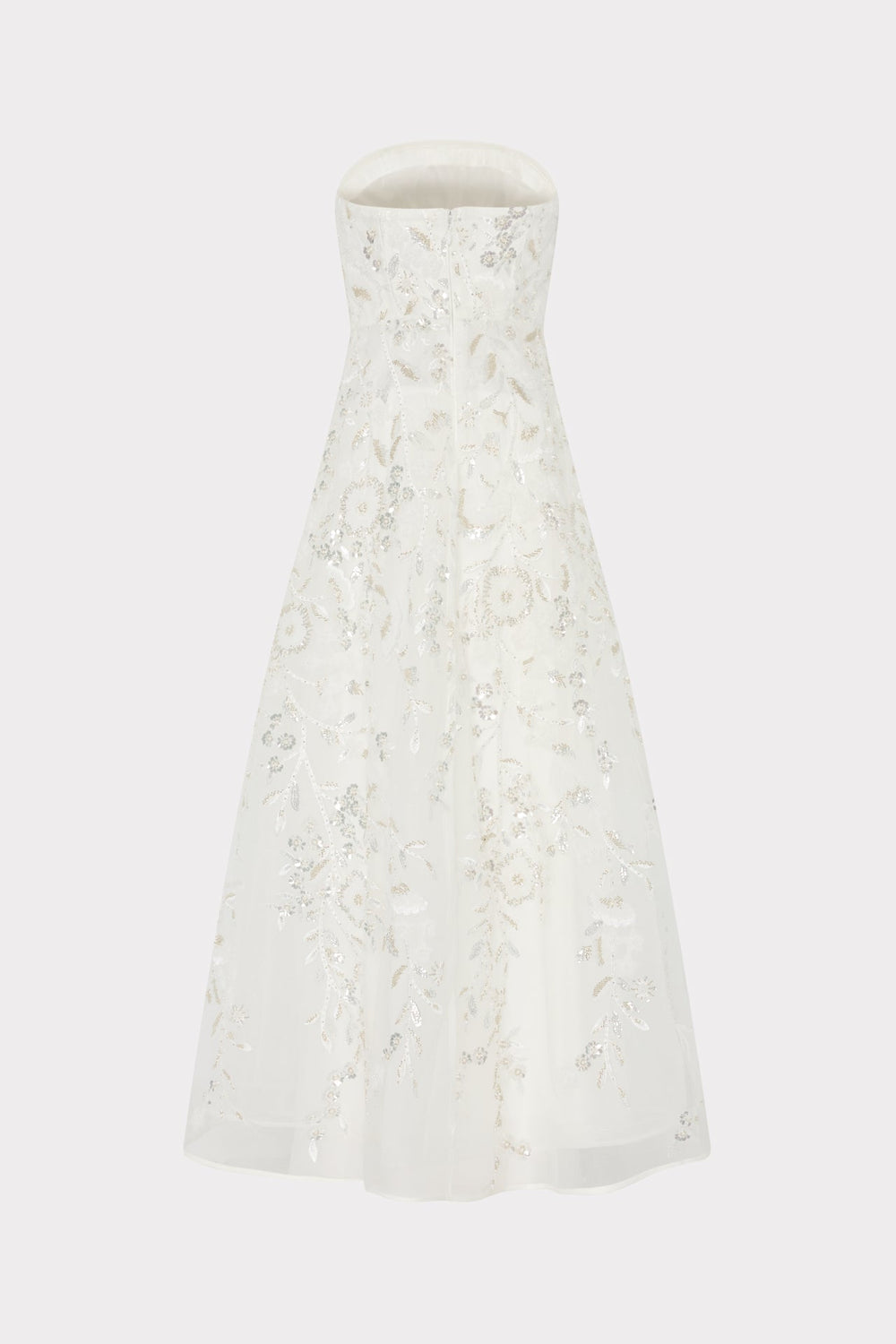 Petunia Beaded Dream Sequins Gown - White/Silver