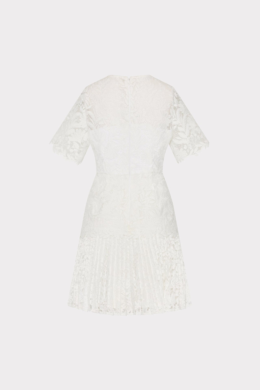 Nikoletta Mixed Laces Pleated Mini Dress - White
