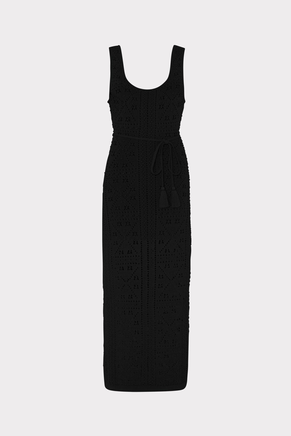 Bubble Pointelle Knit Midi Dress - Black