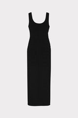 Bubble Pointelle Knit Midi Dress - Black