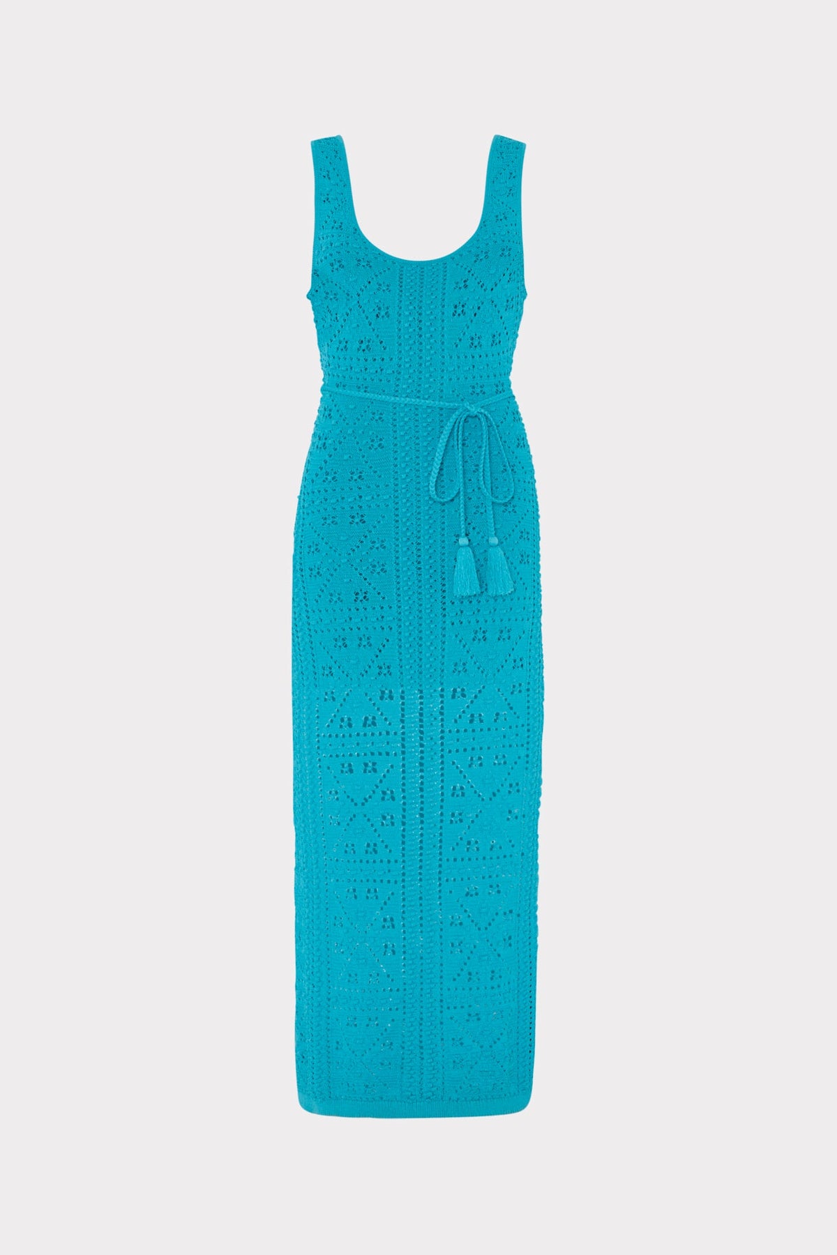 Bubble Pointelle Knit Midi Dress - Bright Blue