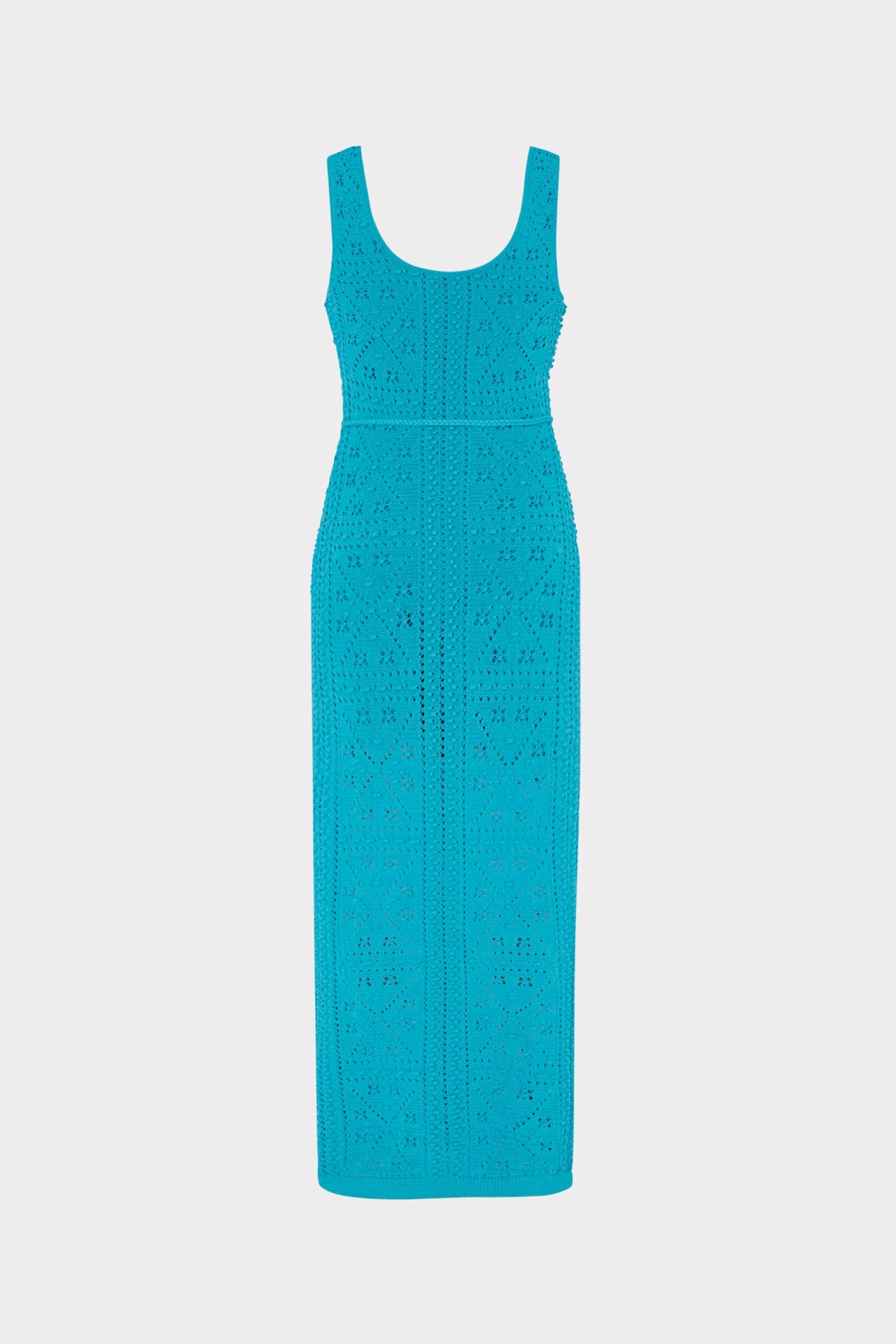 Bubble Pointelle Knit Midi Dress - Bright Blue