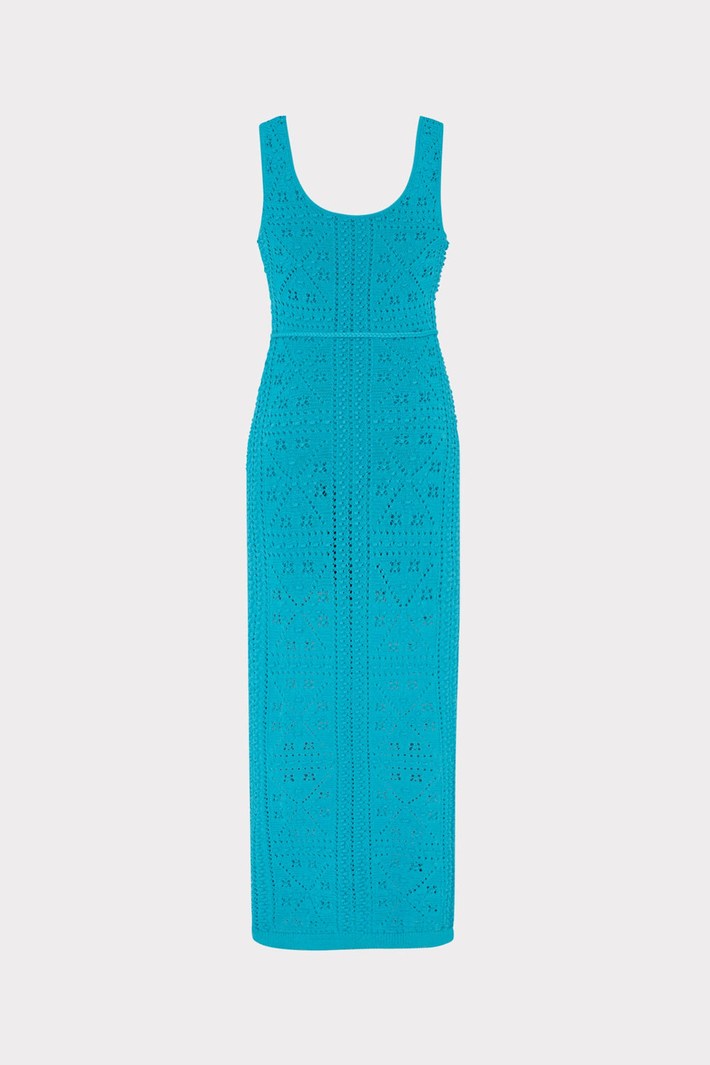 Bubble Pointelle Knit Midi Dress - Bright Blue