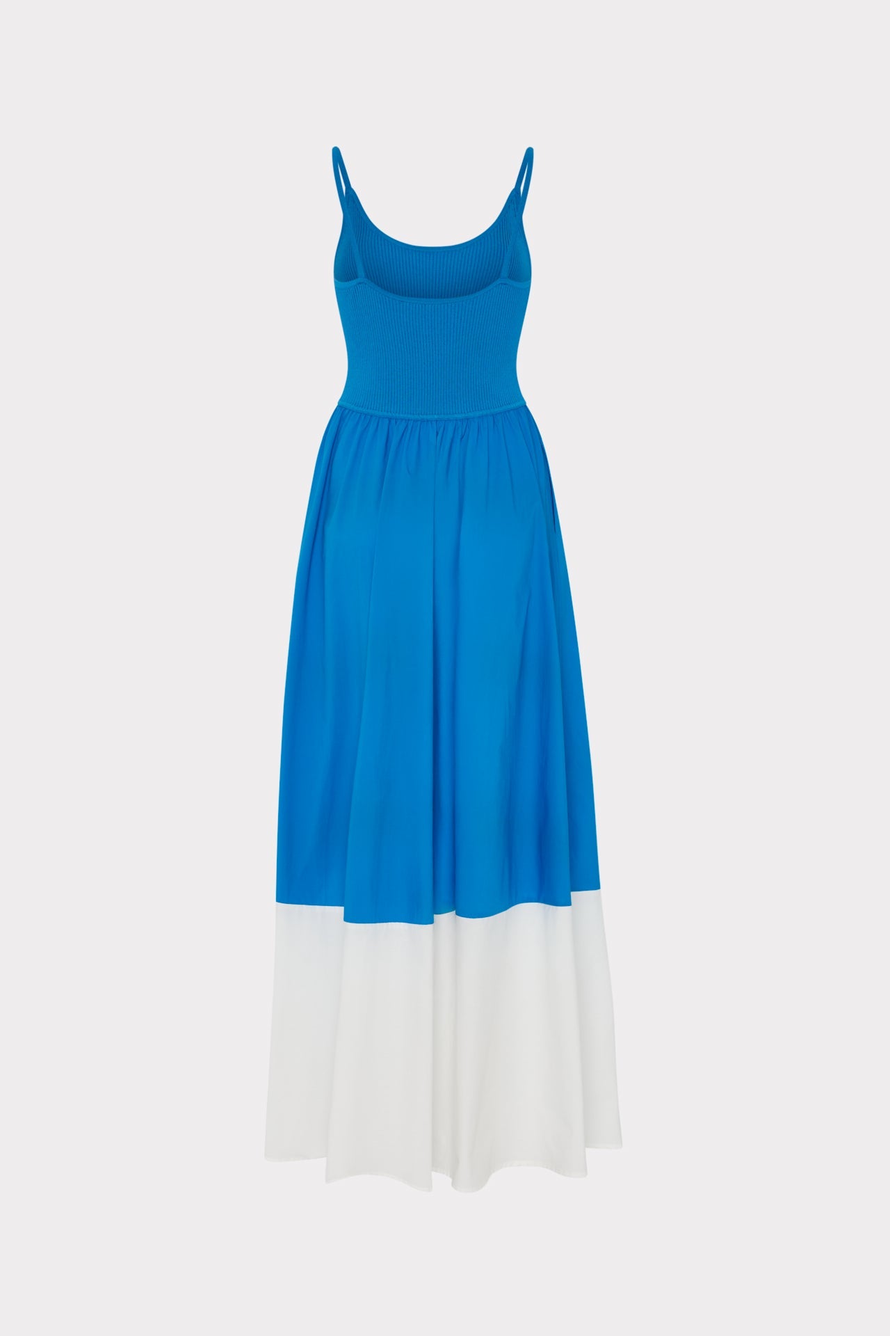 Cami Knit Poplin Blocked Midi Dress - Blue/White