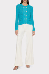 Bubble Pointelle Knit Jacket - Bright Blue