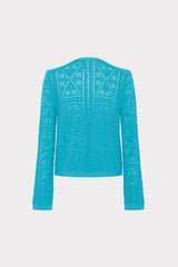 Bubble Pointelle Knit Jacket - Bright Blue