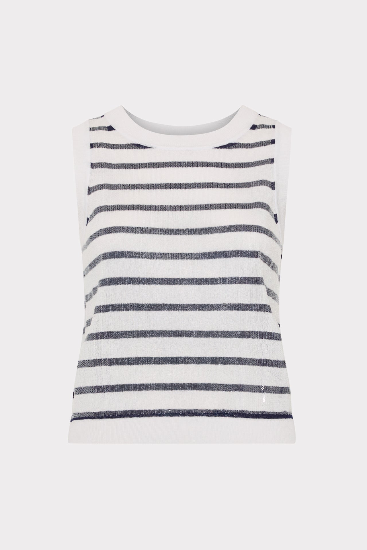 Sequin Knit Shell Top - Ecru/Navy