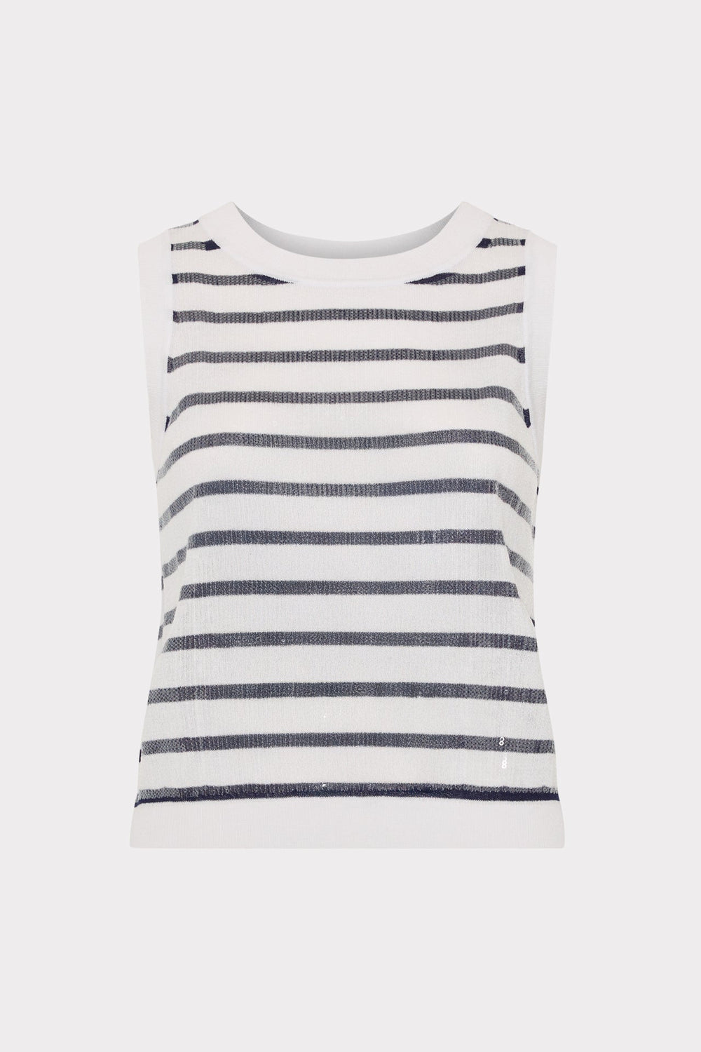 Sequin Knit Shell Top - Ecru/Navy