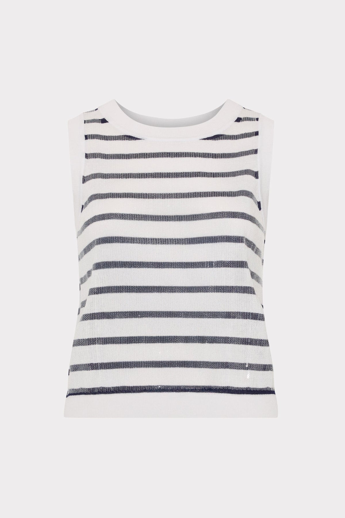 Sequin Knit Shell Top - Ecru/Navy