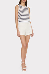 Sequin Knit Shell Top - Ecru/Navy