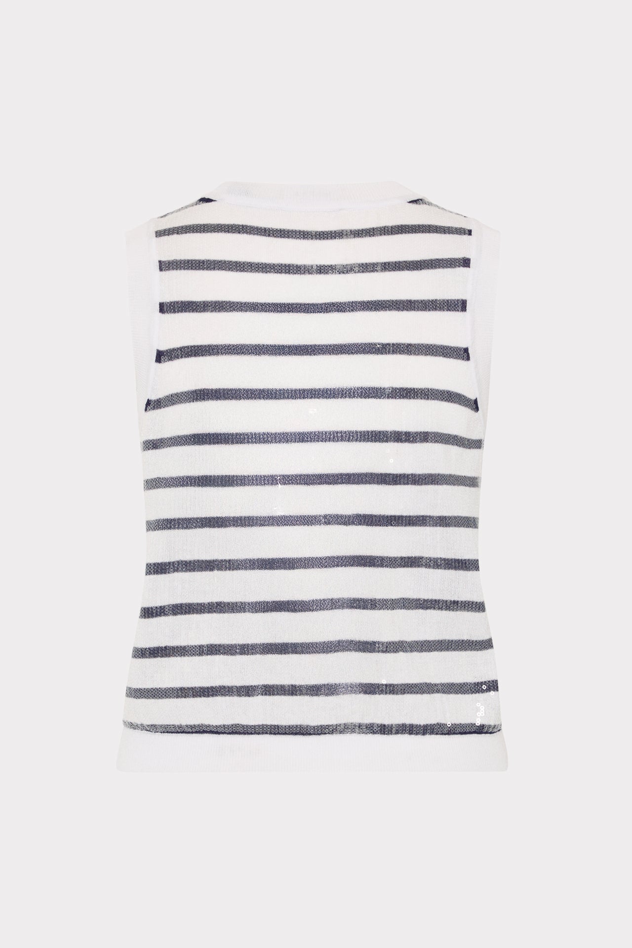 Sequin Knit Shell Top - Ecru/Navy