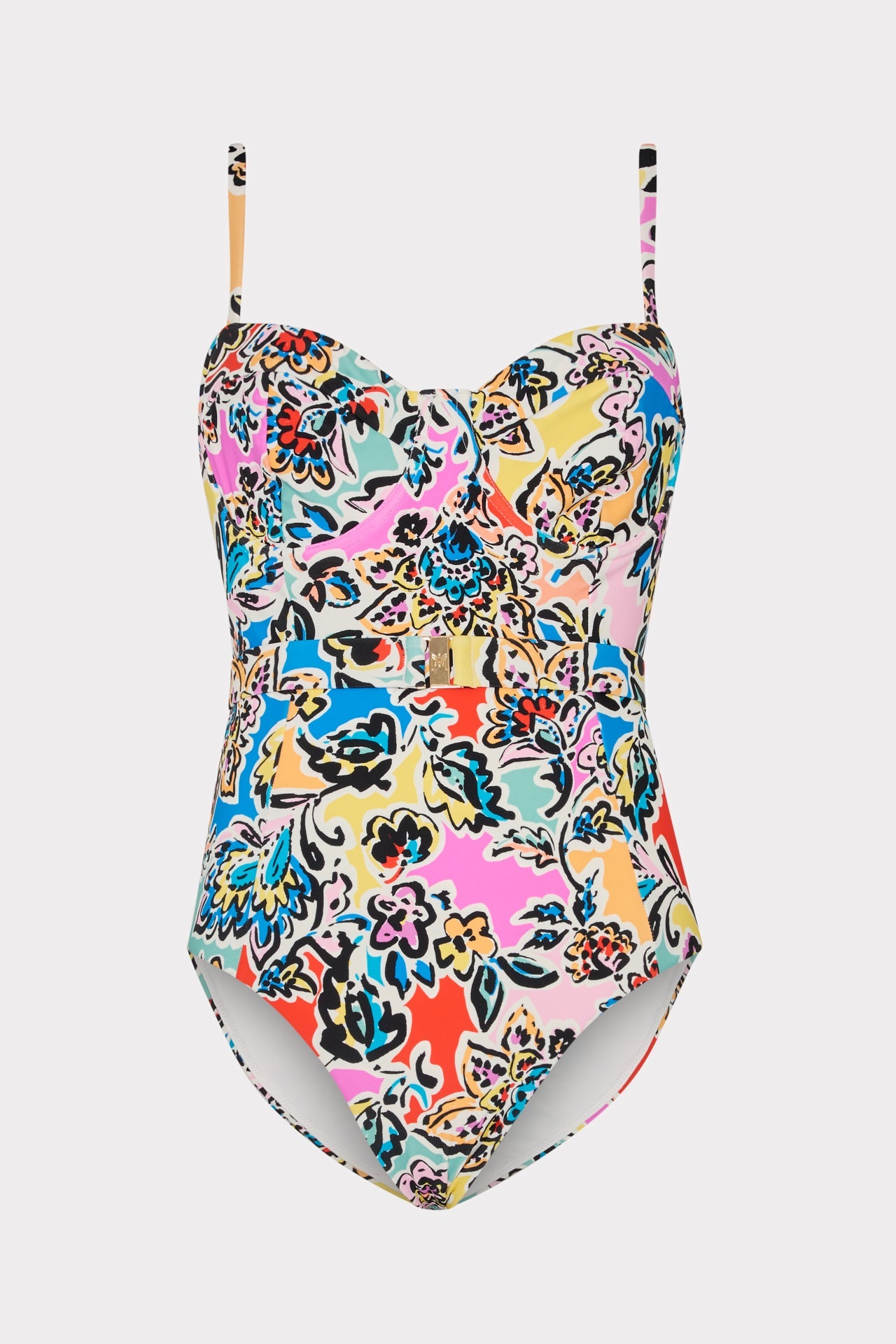 Rainbow Oasis Belted One Piece - Black Multi
