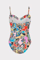 Rainbow Oasis Belted One Piece - Black Multi
