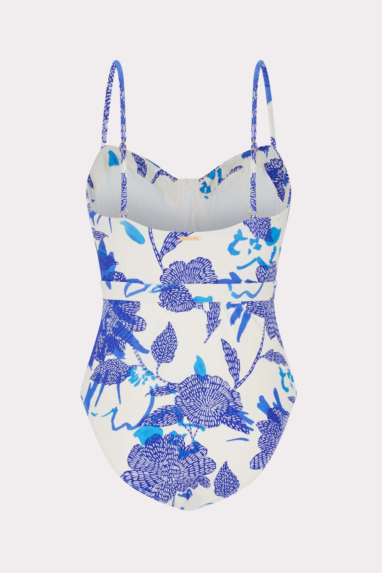 Brushwork Floral Belted One Piece - Blue Multi