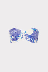 Brushwork Floral Bandeau Bikini Top - Blue Multi