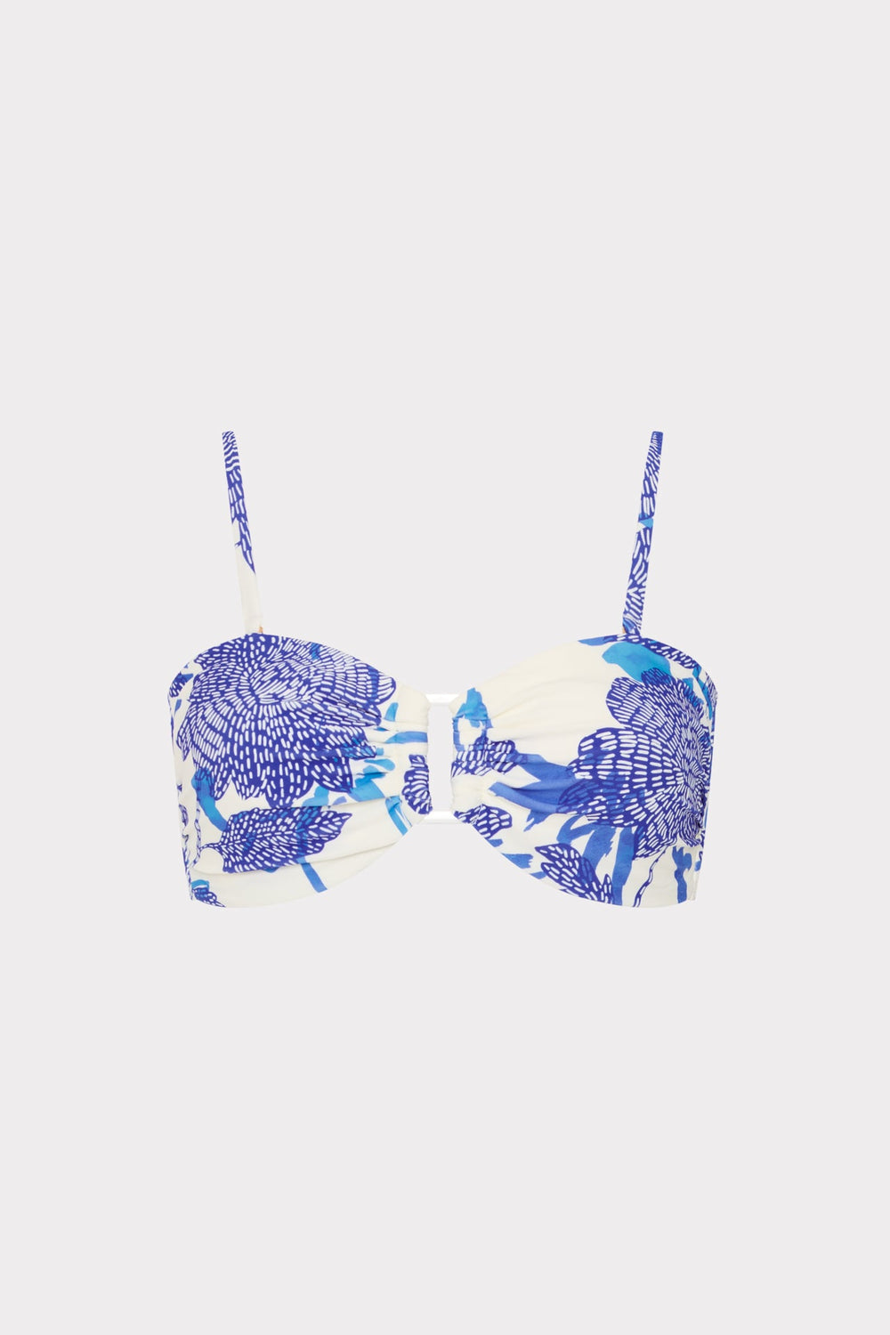 Brushwork Floral Bandeau Bikini Top - Blue Multi