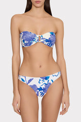 Brushwork Floral Bandeau Bikini Top - Blue Multi