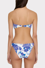 Brushwork Floral Bandeau Bikini Top - Blue Multi