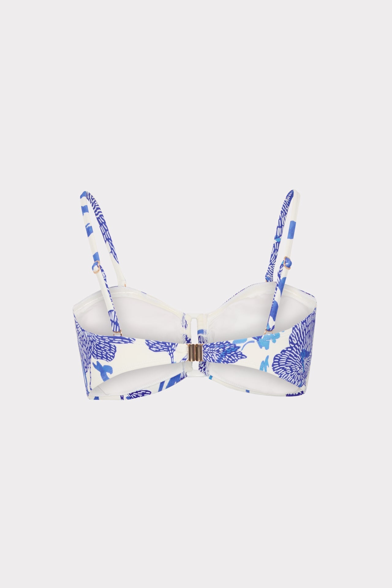 Brushwork Floral Bandeau Bikini Top - Blue Multi