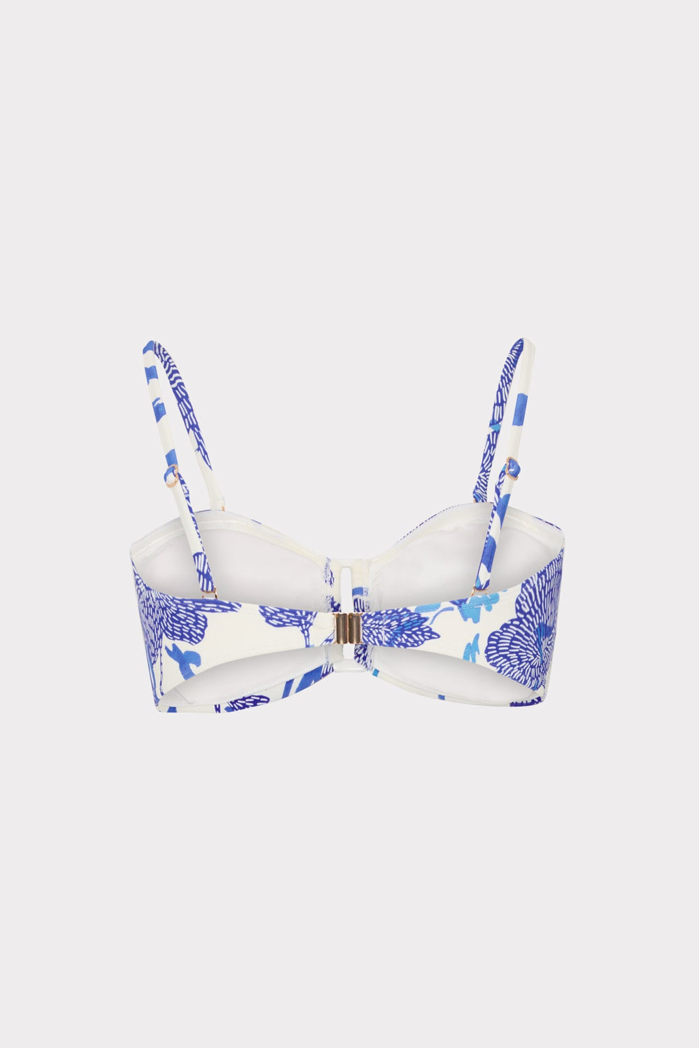 Brushwork Floral Bandeau Bikini Top - Blue Multi