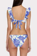 Margot Brushwork Floral Bikini Bottom - Blue Multi