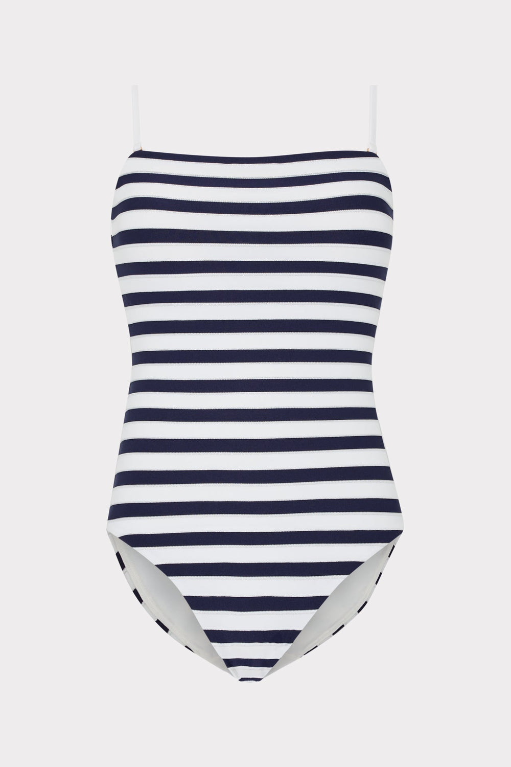 Nautical Metallic Stripe Strapless One Piece - Navy/White