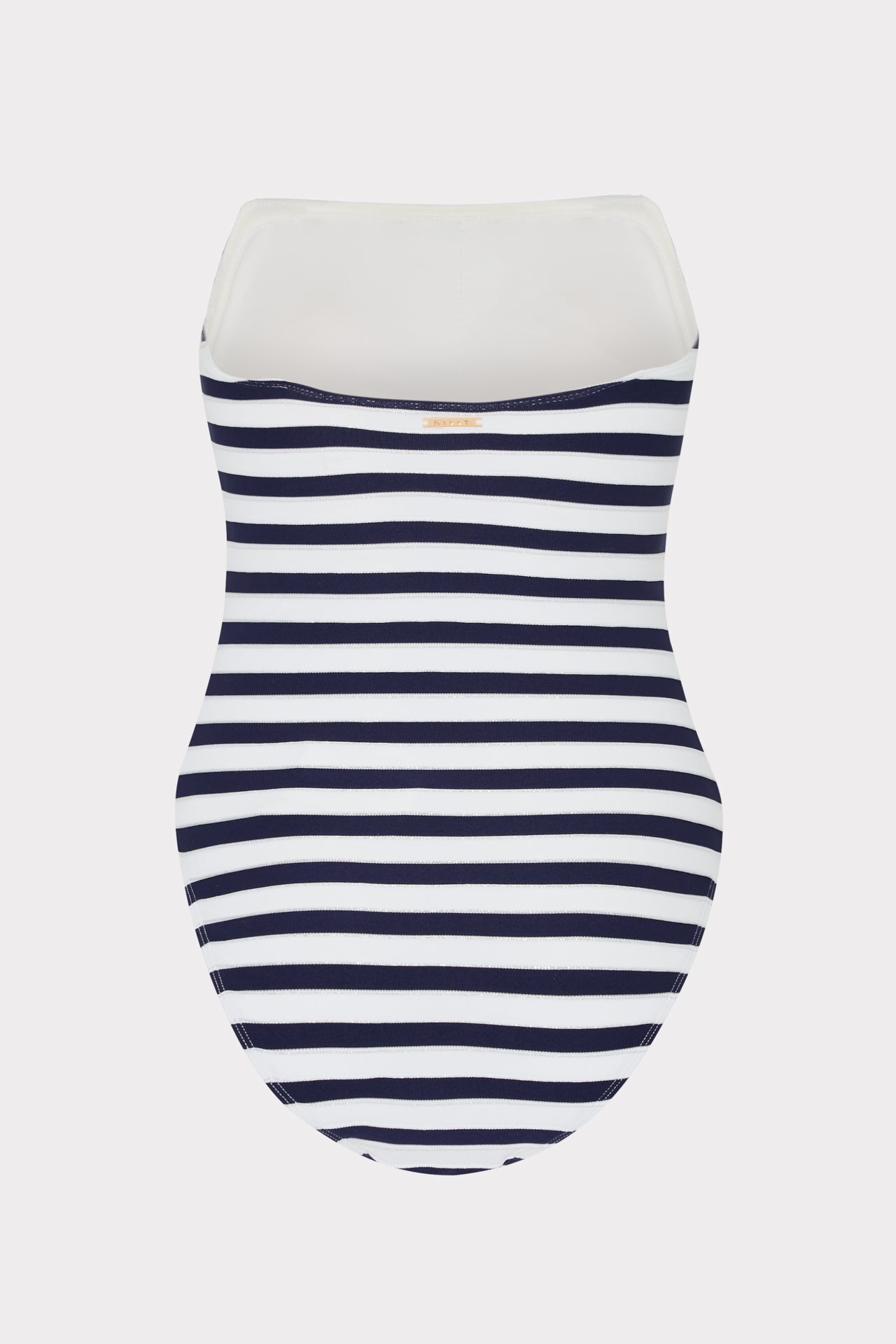 Nautical Metallic Stripe Strapless One Piece - Navy/White