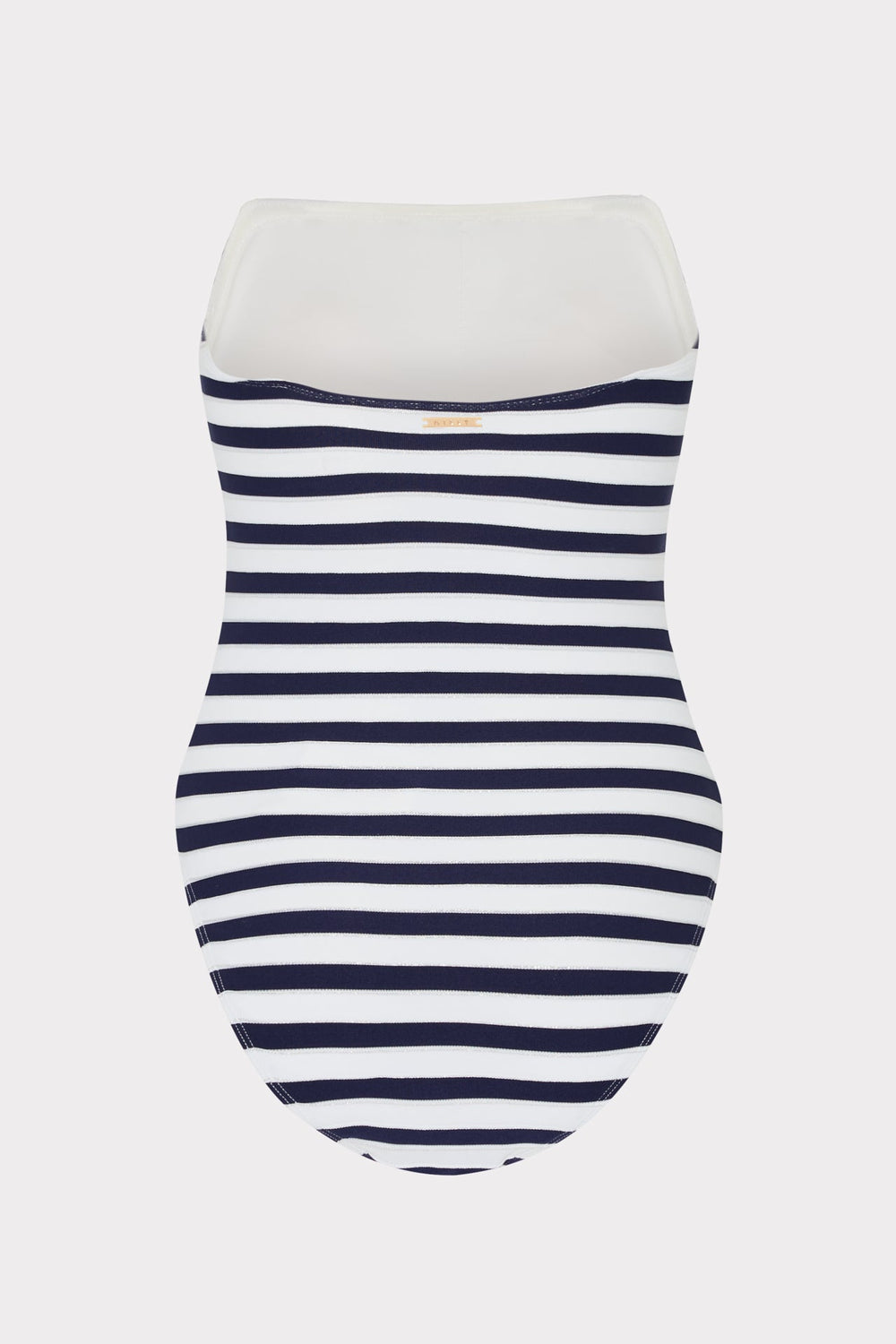 Nautical Metallic Stripe Strapless One Piece - Navy/White
