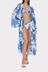 Vince Brushwork Floral Chiffon Cover-Up Dress - Blue Multi