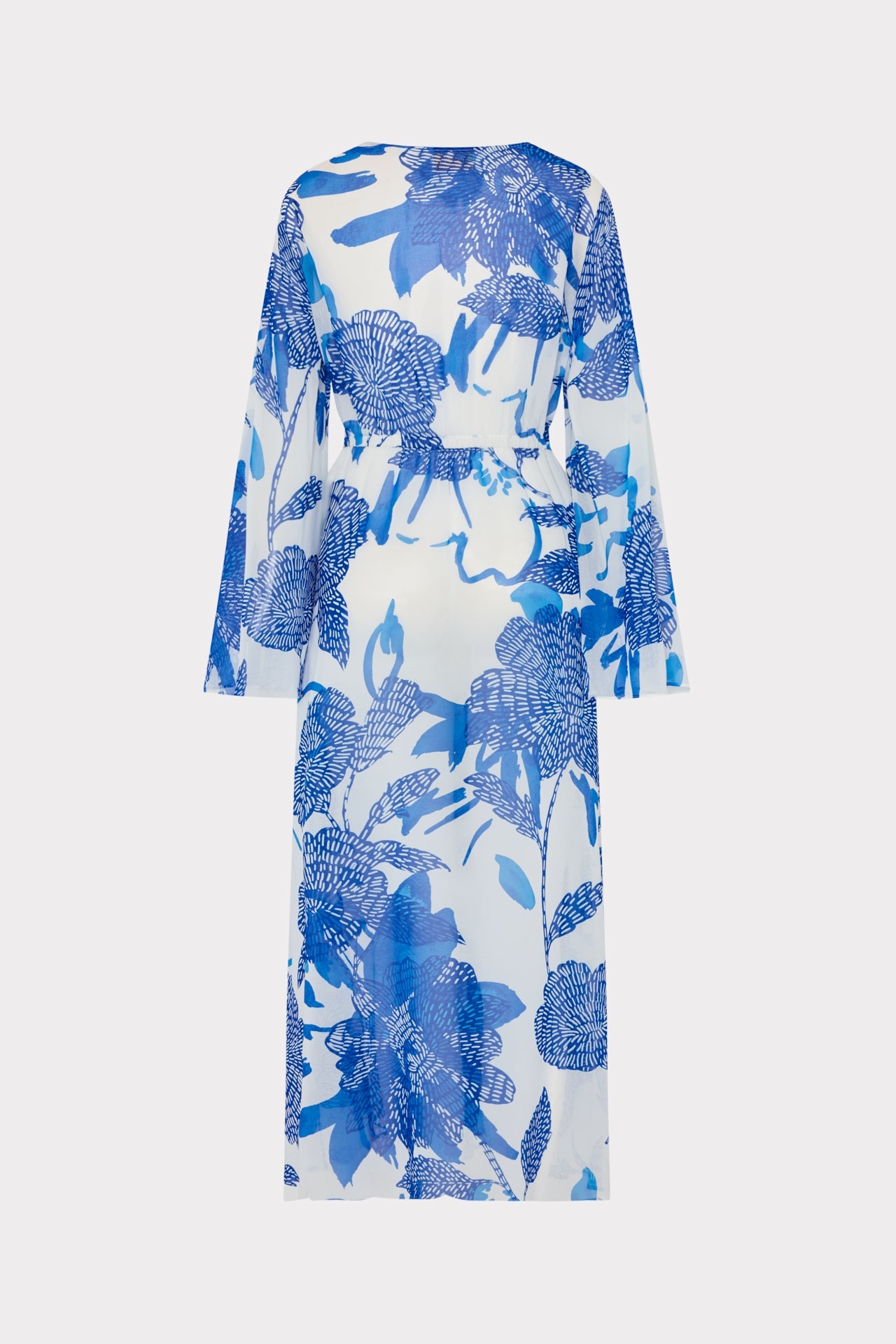 Vince Brushwork Floral Chiffon Cover-Up Dress - Blue Multi
