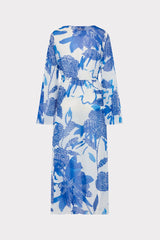 Vince Brushwork Floral Chiffon Cover-Up Dress - Blue Multi