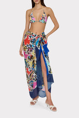 Rainbow Oasis Sarong - Black Multi
