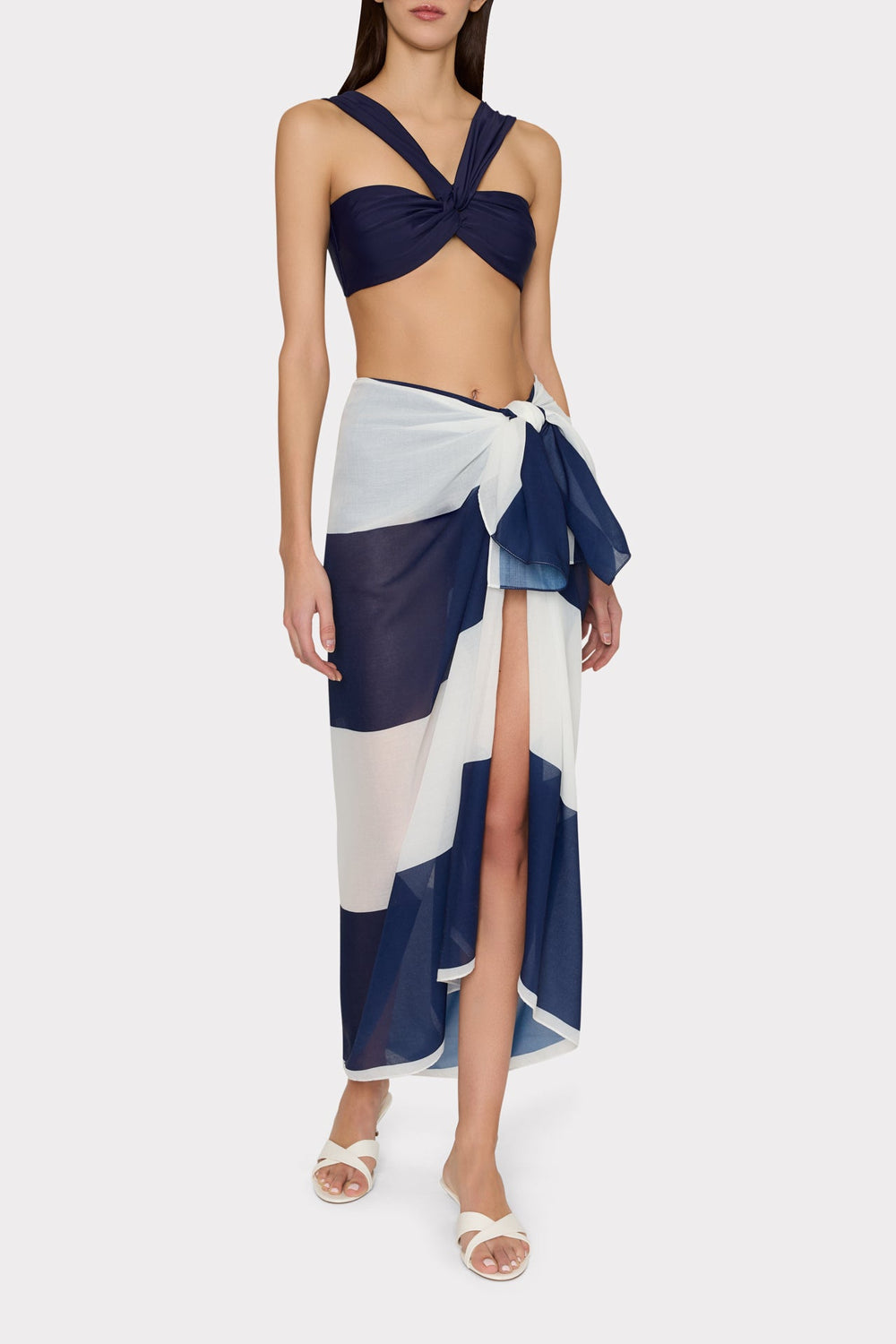 Stripe Sarong - Navy/White