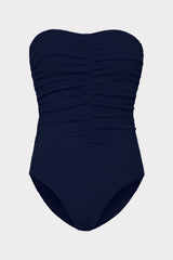 Textured Ruched One Piece - Navy