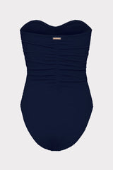 Textured Ruched One Piece - Navy