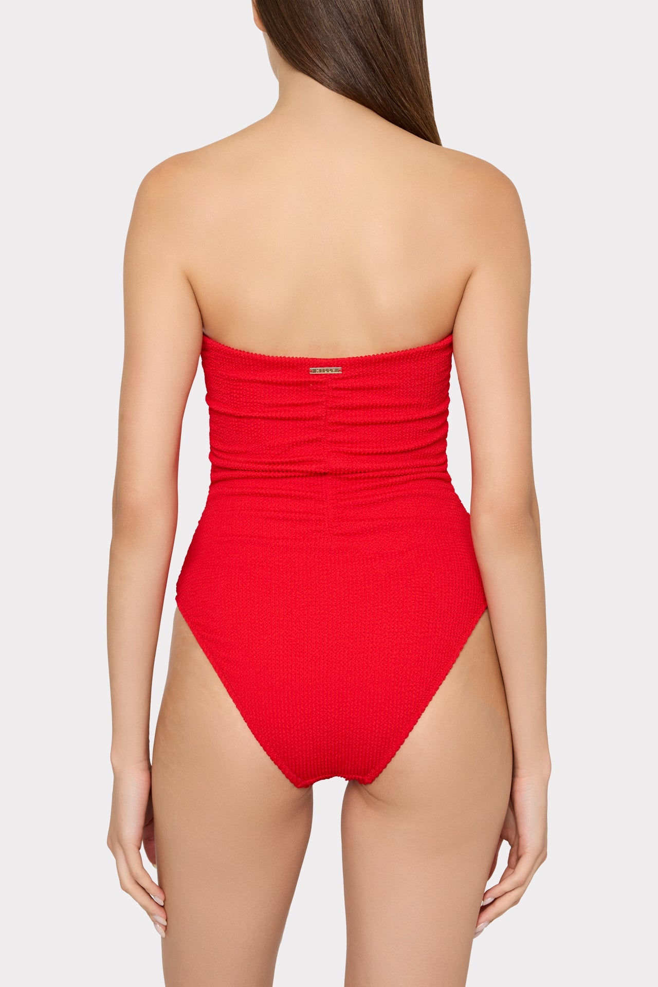 Textured Ruched One Piece - Red