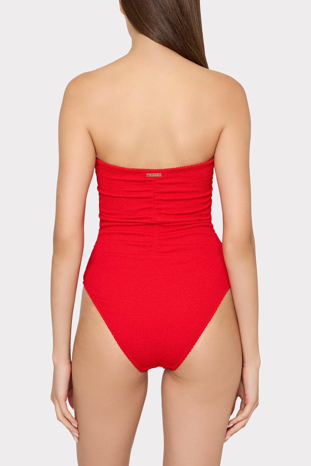 Textured Ruched One Piece - Red